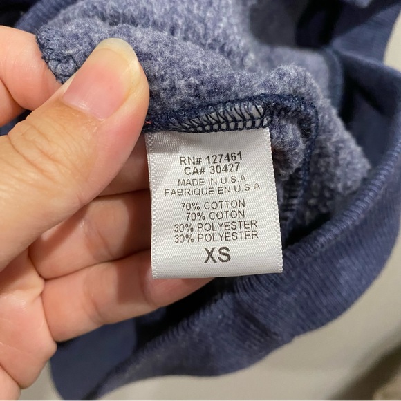 Wildfox Oversized Striped Casual Fleece Lined Crew Neck Pull Over Sweater Navy X - Picture 7 of 7